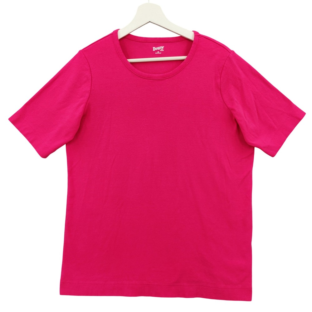 Duluth Womens Basics Casual 100% Cotton Tee 1X Pink Short Sleeve Crew Neck